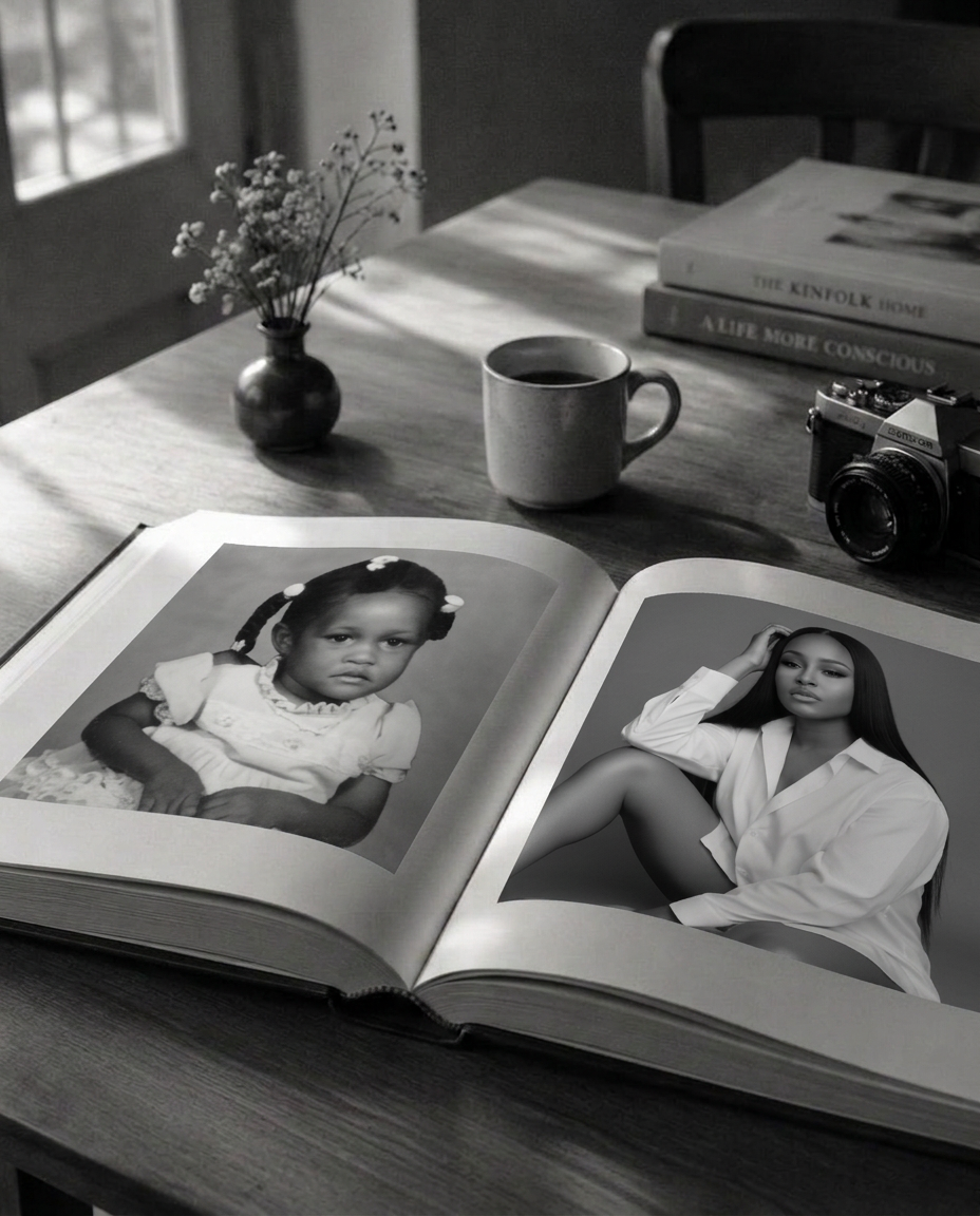 Open coffee-table photography book